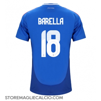 Italia Nicolo Barella #18 Maglia Gara Casa Repliche Europei 2024